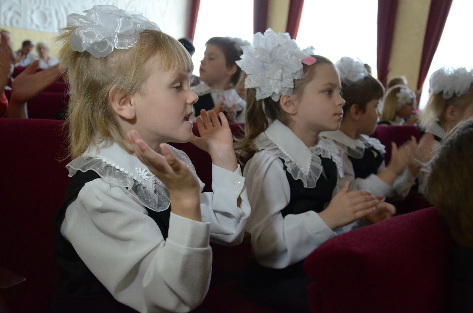 Students in Russia on the first day of school