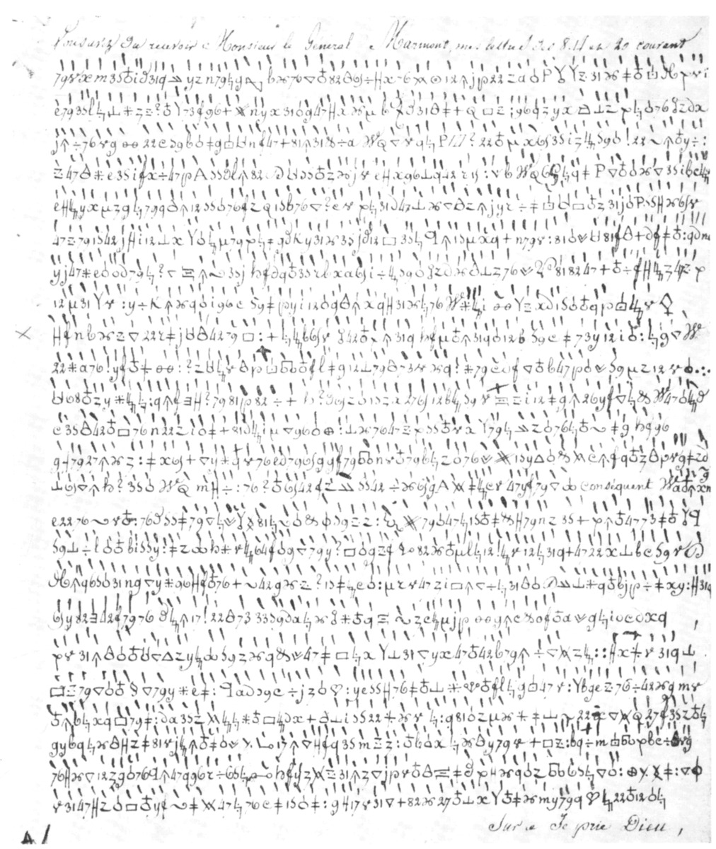 Зашифрованное письмо Мармону 1809 года