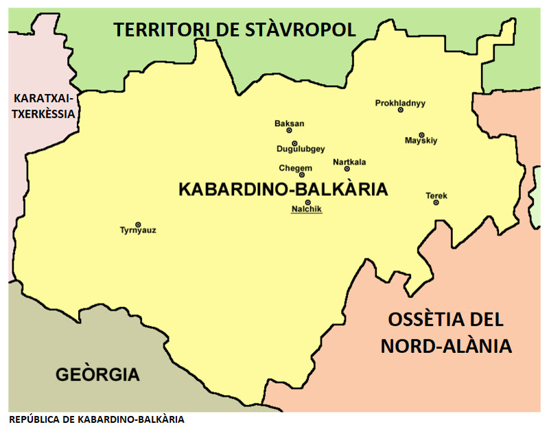Kabardino-Balkarya Cumhuriyeti haritası