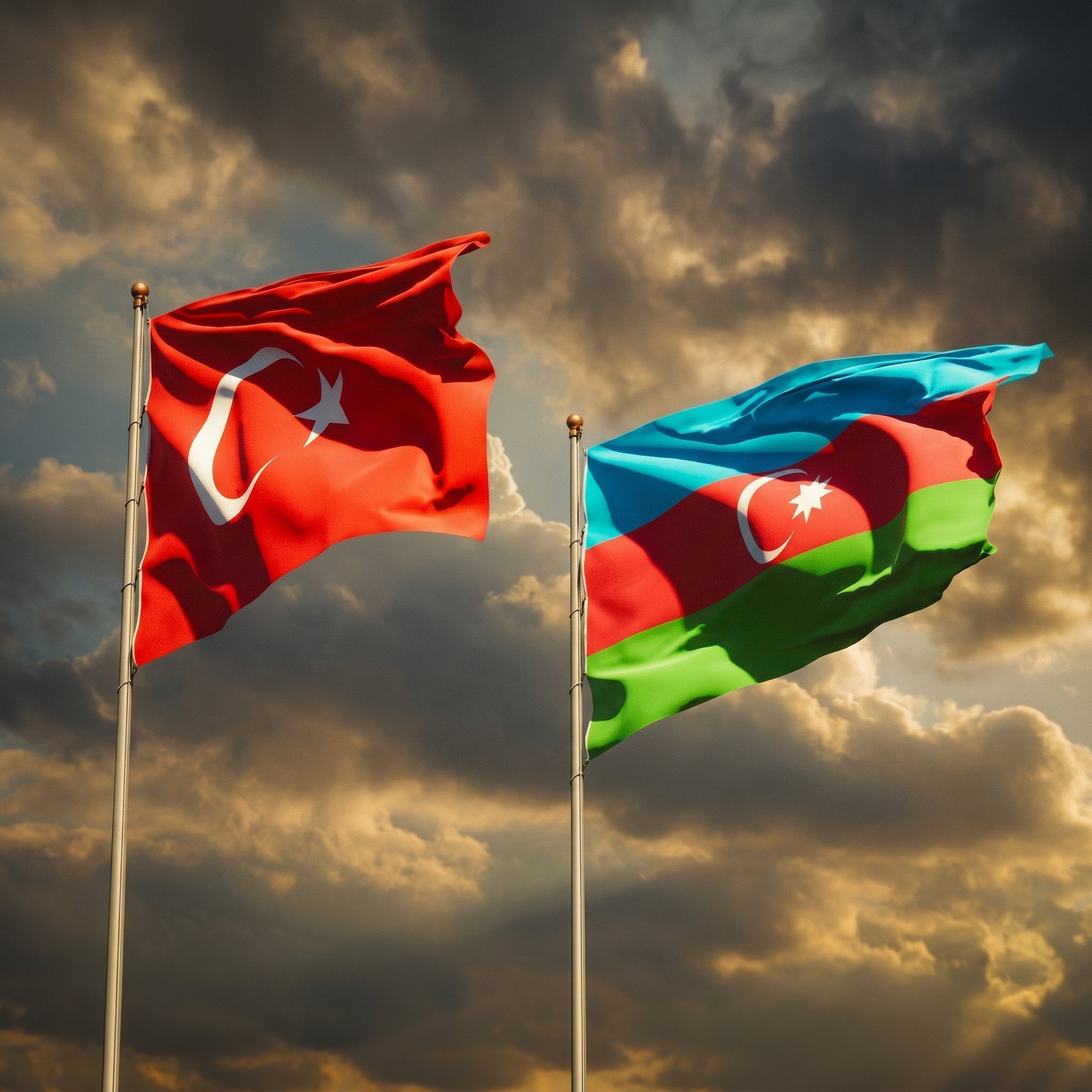 The flags of Türkiye and Azerbaijan