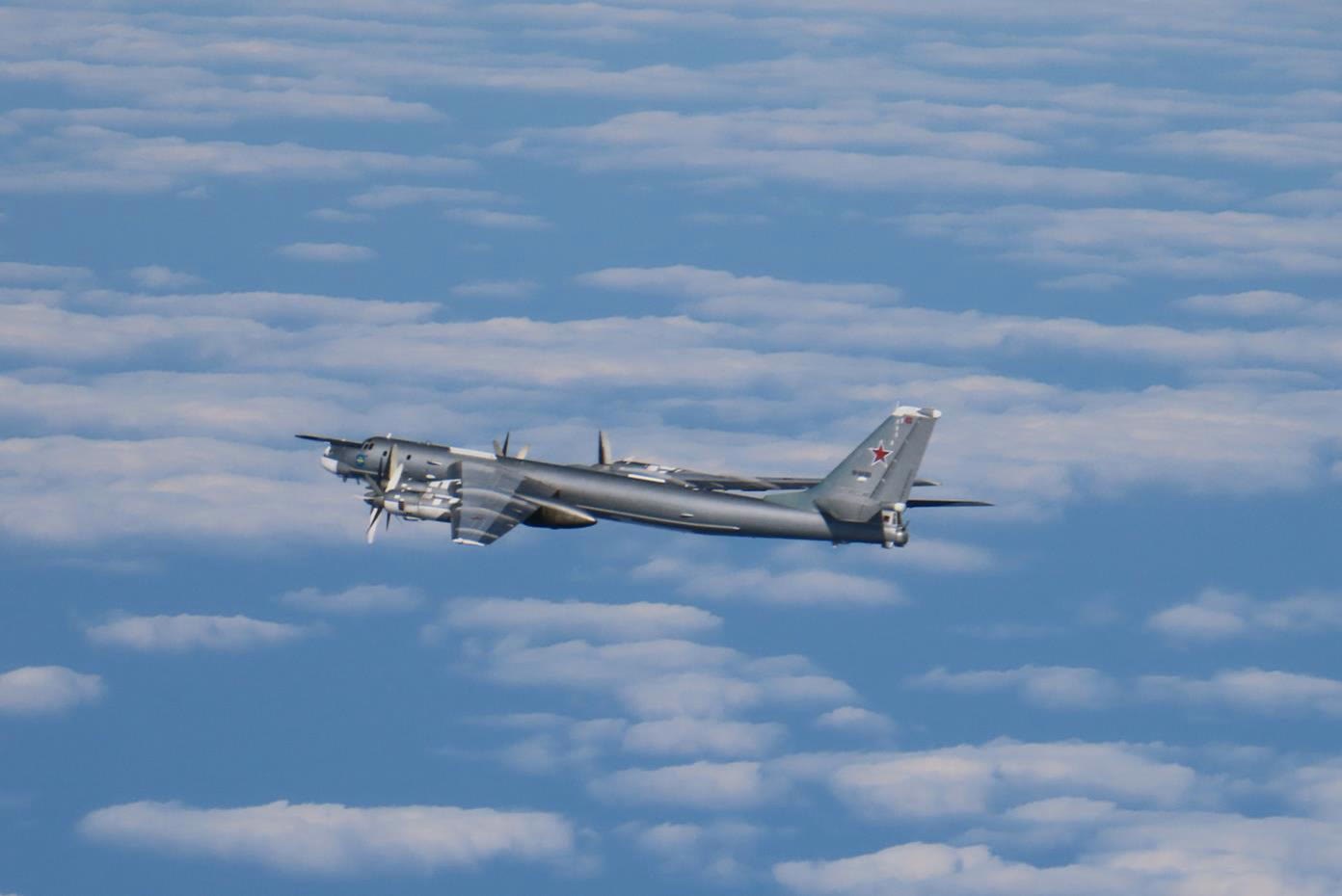 Uçuş halindeki bir Rus Tu-95 stratejik bombardıman uçağı (arşiv, 2024)