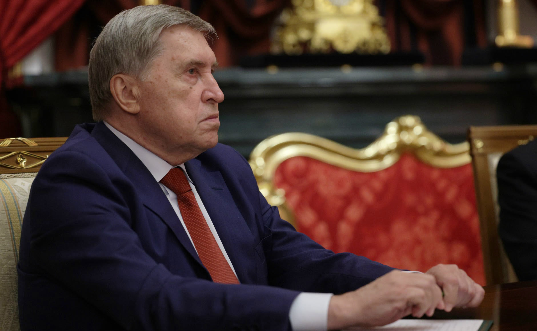 Kremlin foreign policy aide Yuri Ushakov in a meeting with Steve Witkoff and Jared Kushner (archive)