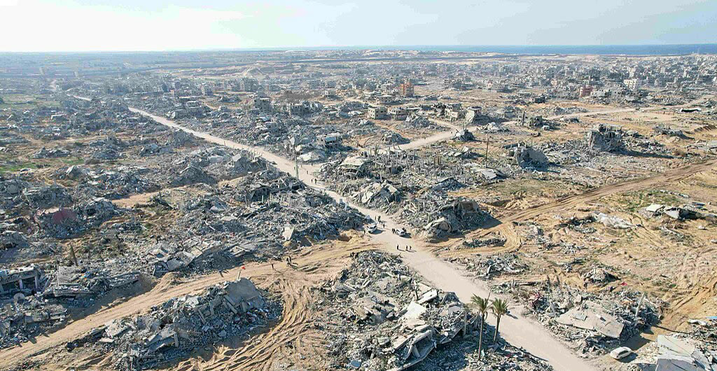 Разрушения в Рафахе, вид с воздуха (январь 2025 года)