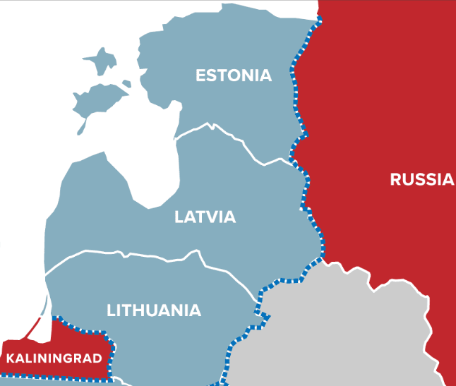 Map showing the Baltic states and Russia’s Kaliningrad region